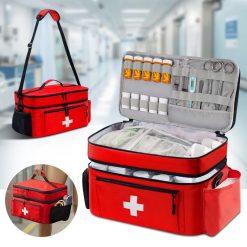 Travel Medicine Organizer Bag with Multi-Compartment Storage